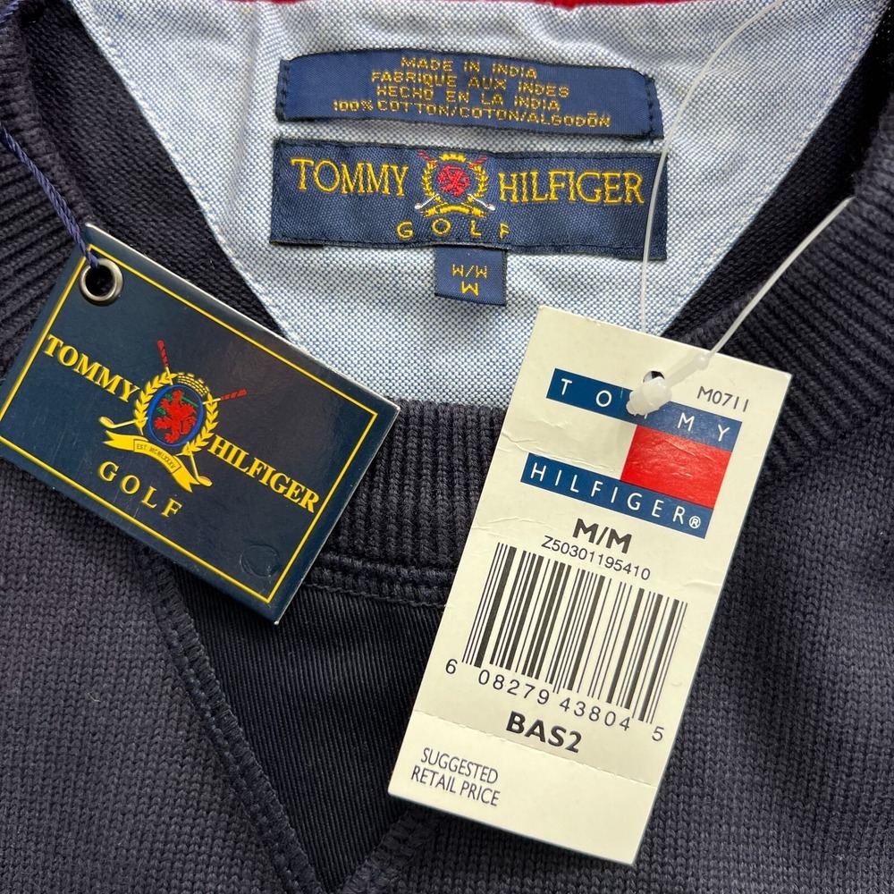 Tommy Hilfiger Golf Knit Sweater Navy "JAL"‎ Logo Men's Size M VTG NWT - Picture 11 of 16